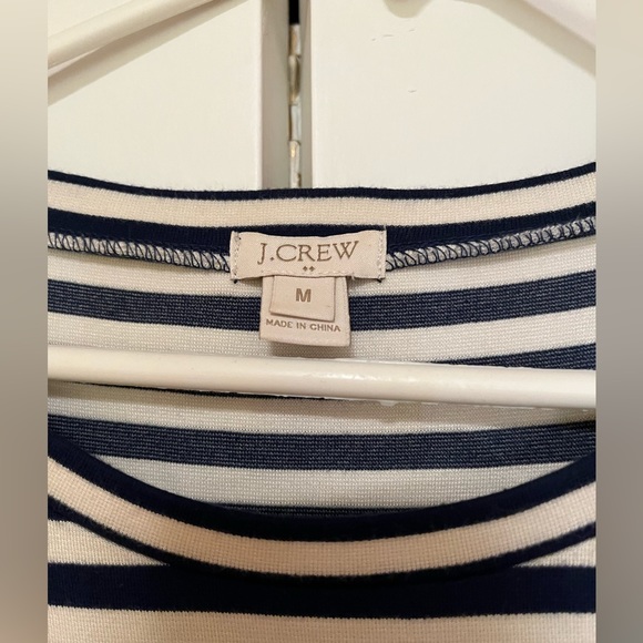 J. Crew Maritime Striped White Blue Knit Fall T-shirt Shift Dress Nautical - Picture 2 of 3